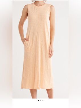 ATM Anthony Thomas Melillo Peach Cotton Tank Dress